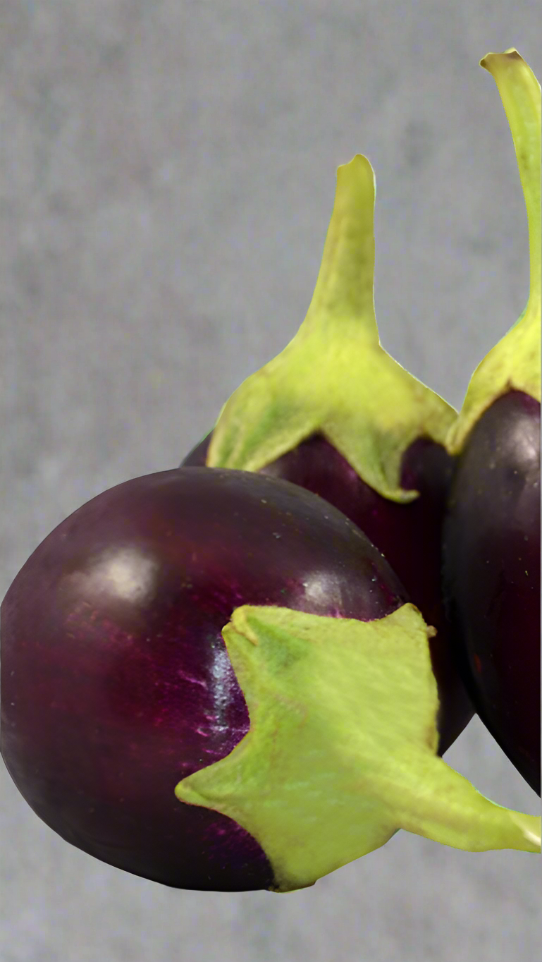 Organic Black Round Brinjal (Small)